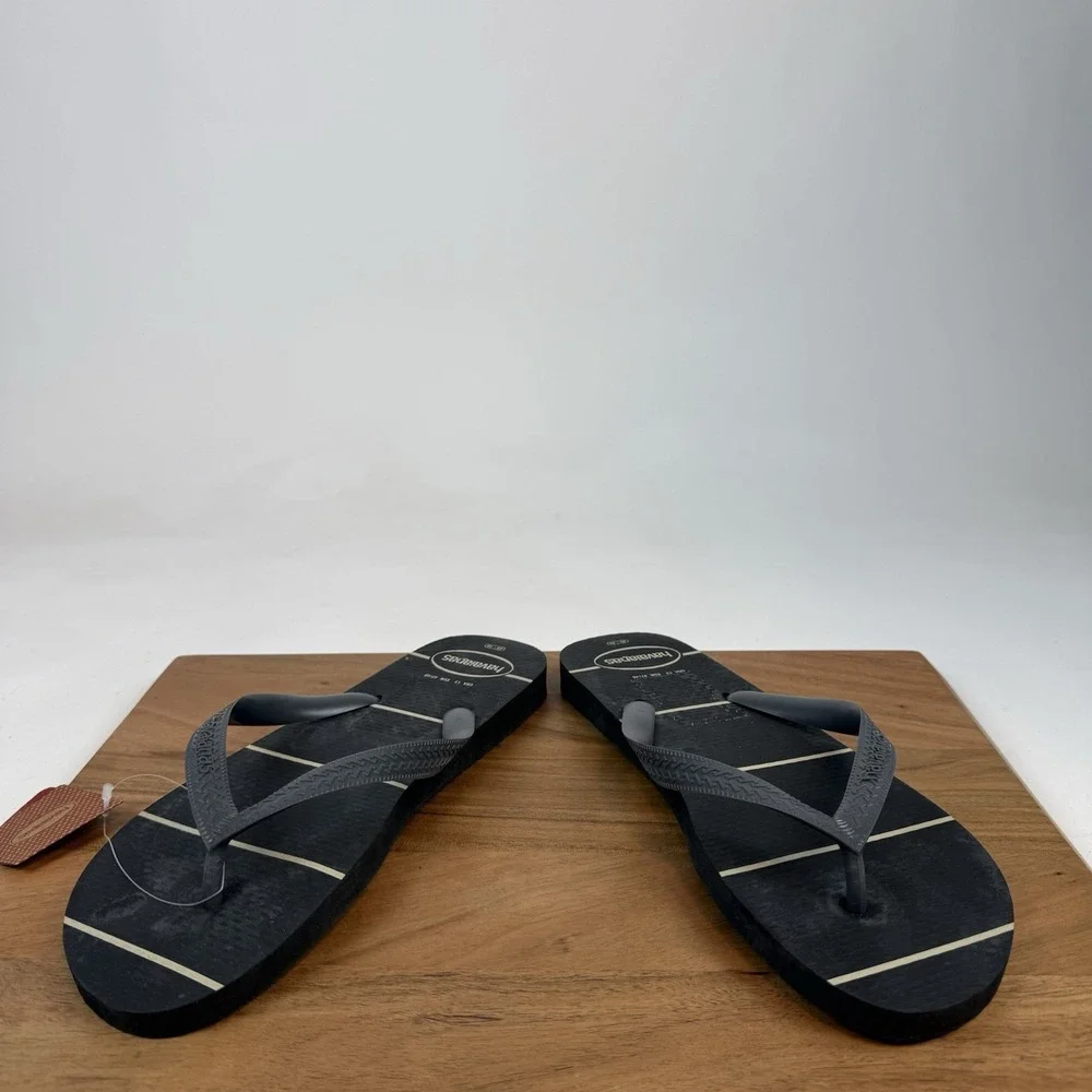 New Mens Havaianas‎ Black Beach Flip Flop Thong Sandals Shoes Size 13